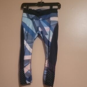 Athleta Blue Geometric Panel Leggings